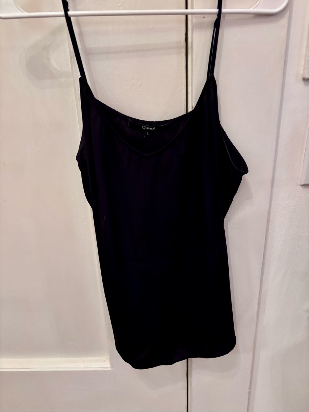 Quince Black silk camisole